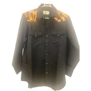 Mesquite Niver Pearl Snap Western Wear Shirt 15.5/32 Mens Black Rodeo Pockets